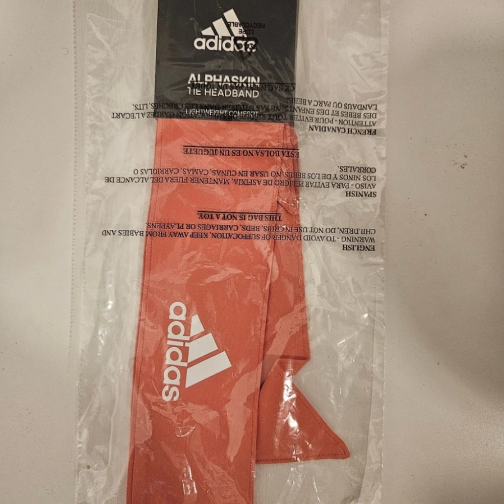 NWT Adidas Alphaskin Tie Headband Hazy Rose One Size Fits All